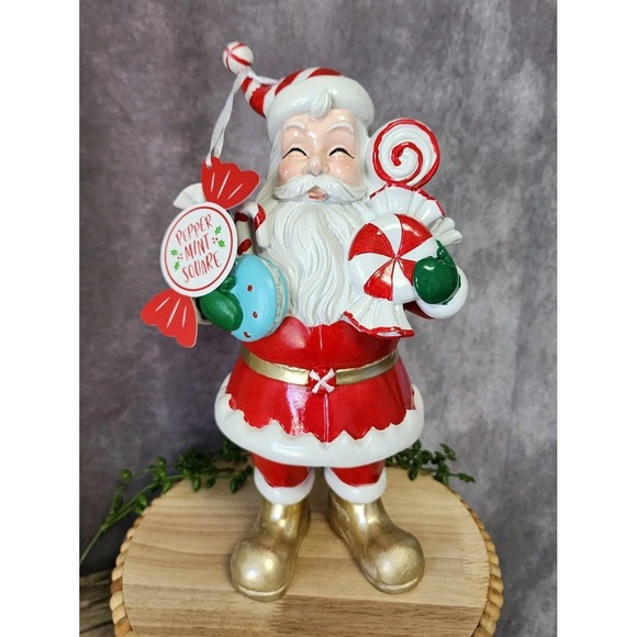 Peppermint Square Other - Peppermint Square Red Retro Santa Claus Christmas Candy Sweets Figurine 12.5"